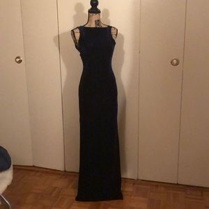 Laundry by Shelli Segal Velvet Evening Dres Navy 8